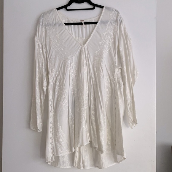 Free People White Romantic Top with Buttons - Picture 1 of 3